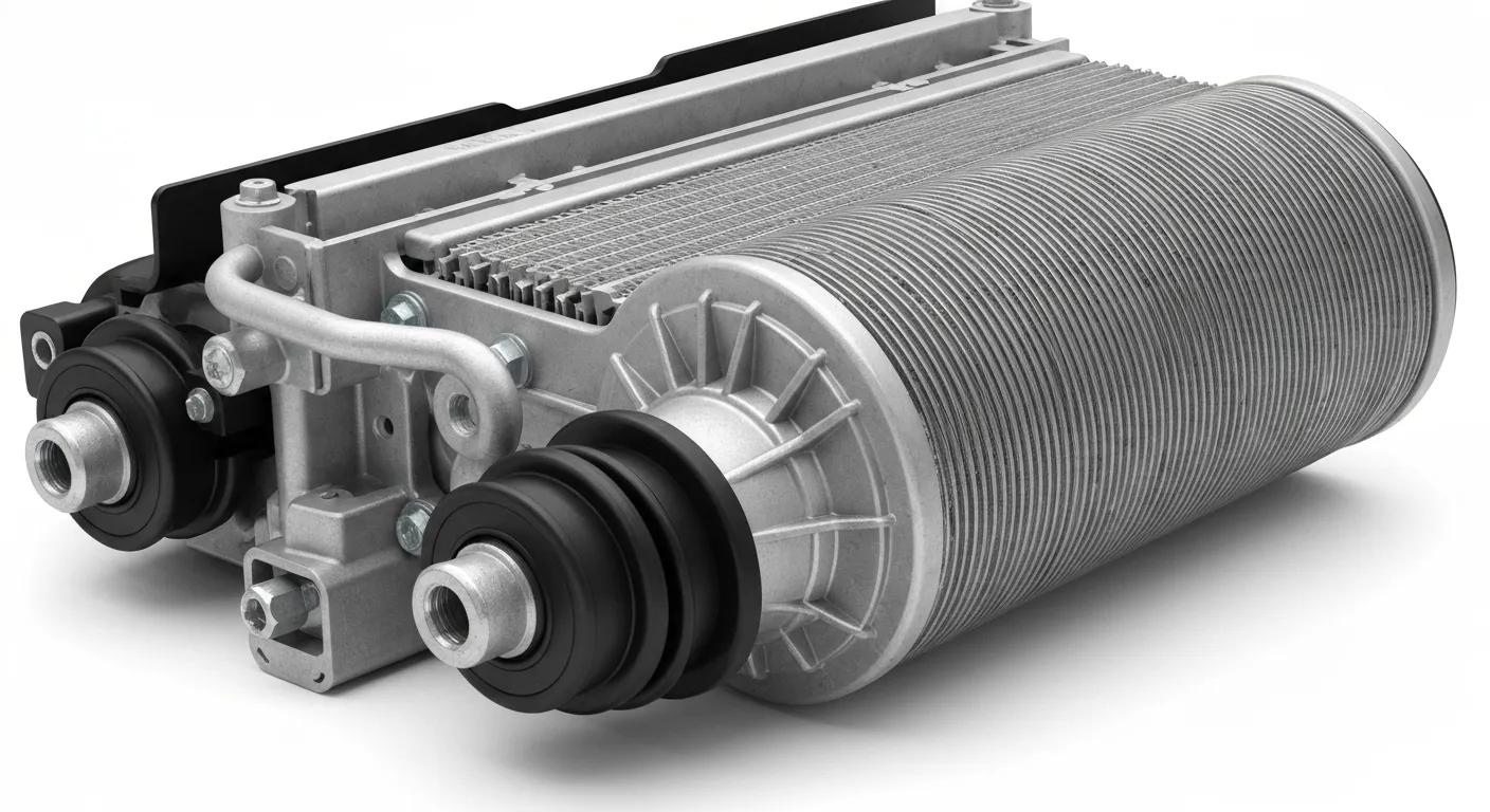 Close-up of car air conditioning system components for repair