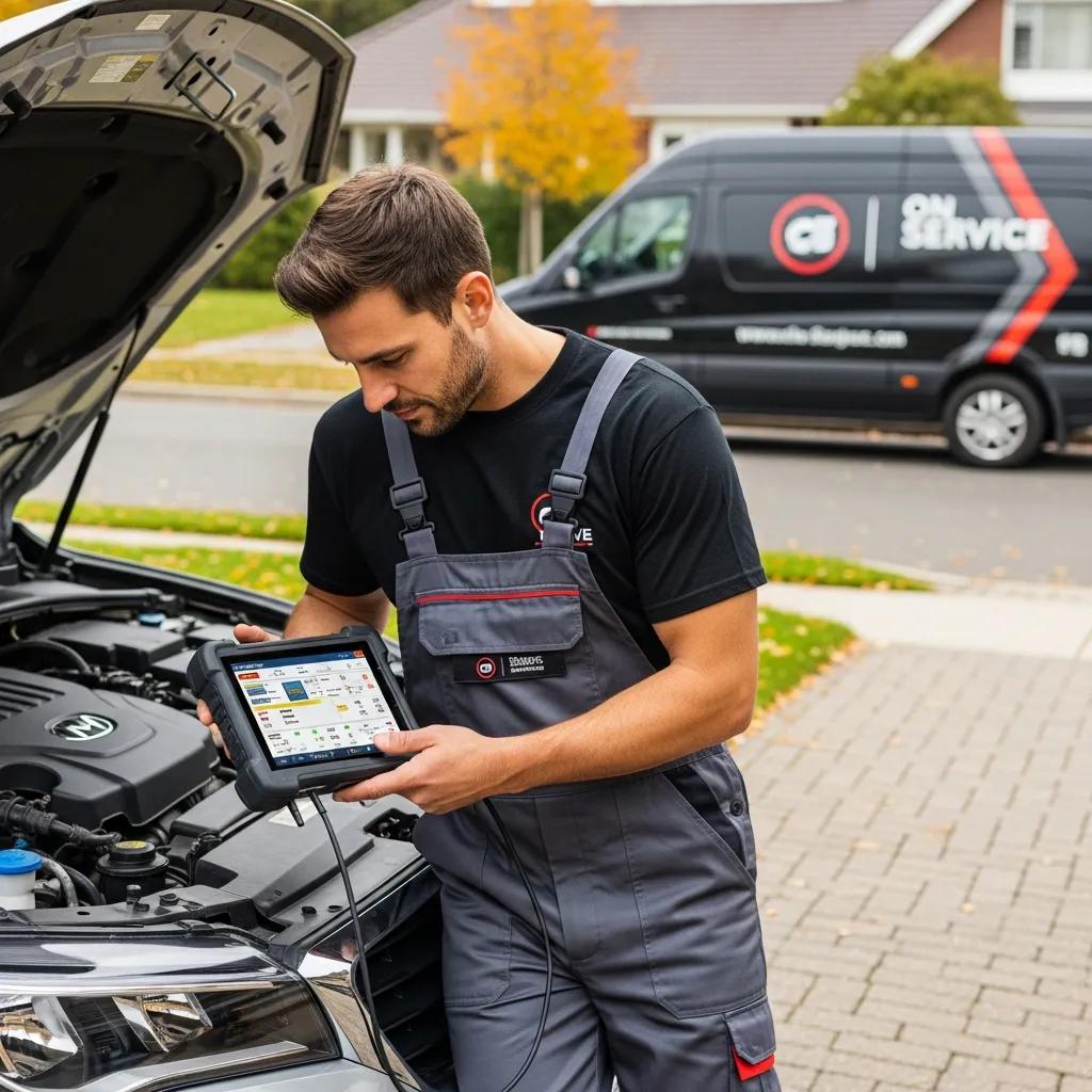 Mobile mechanic diagnosing a vehicle with advanced scan tools in Gawler
